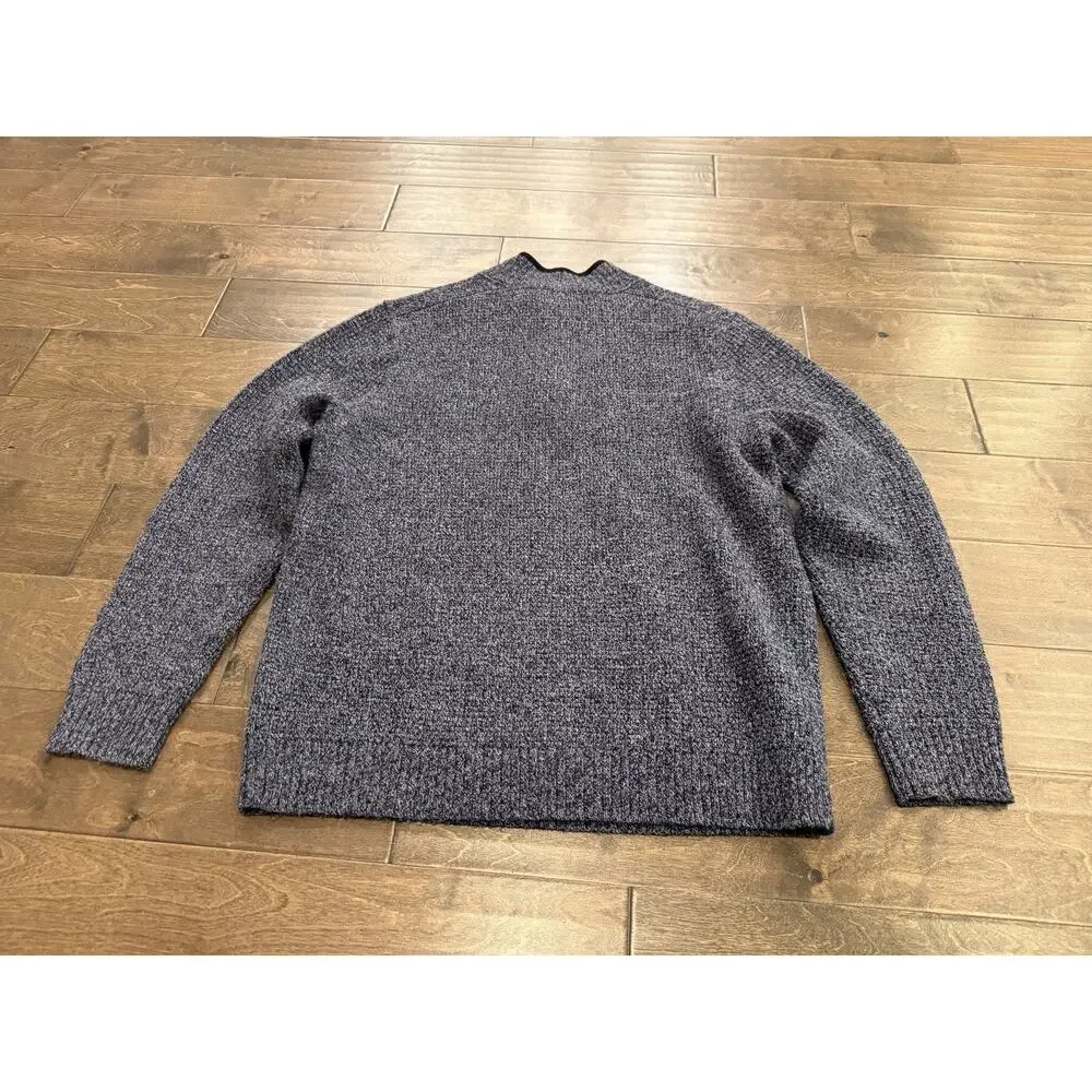 Pendleton Mens Navy Gray 1/4 Zip Washable Wool Pullover Outdoors Sweater Size L